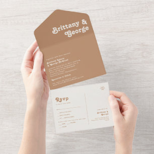 Retro Beach Brown Siegel und Send All In One Einladung