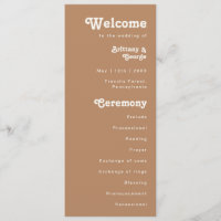 Retro Beach | Brown Wedding Program