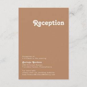 Retro Beach   Brown Wedding Reception Card Begleitkarte