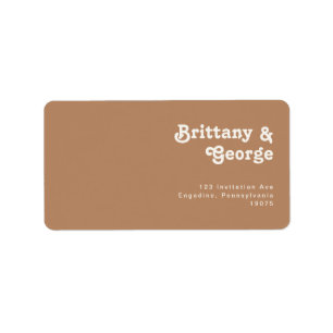 Retro Beach Brown Wedding RSVP Rücksendeadresse Adressaufkleber