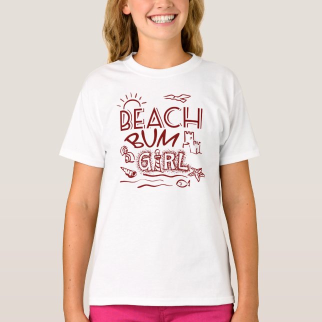 Retro Beach Bum Girl T-Shirt (Vorderseite)