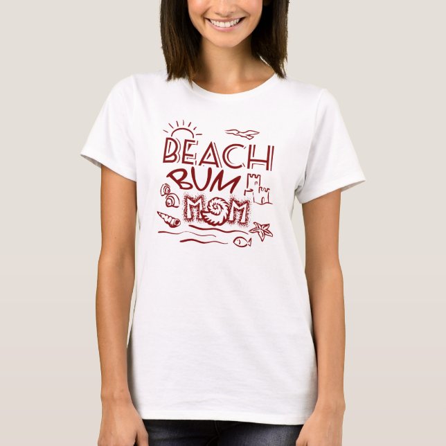 Retro Beach Bum Mum/Mama T-Shirt (Vorderseite)