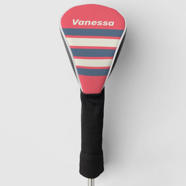 Retro Beach Club Across Striping with Name Golf Headcover (Vorderseite)