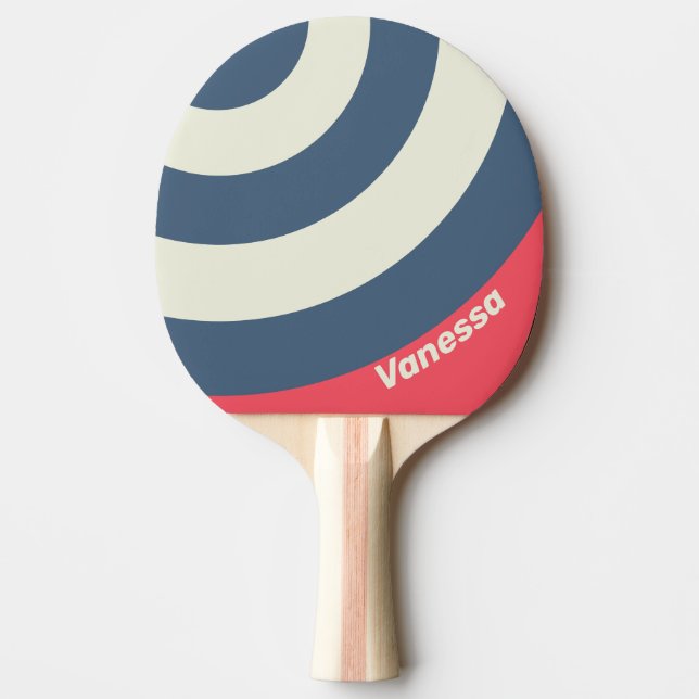 Retro Beach Club Circle Stripe with Name Tischtennis Schläger (Vorderseite)