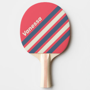 Retro Beach Club Schrägstreifen mit Namen Tischtennis Schläger