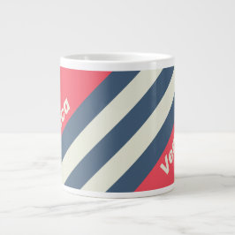 Retro Beach Club Stripes with Name Jumbo-Tasse