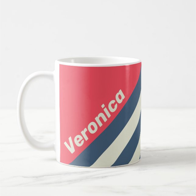 Retro Beach Club Stripes with Name Kaffeetasse (Links)
