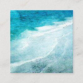 Retro Beach - Coastal Aquamarin Blue Ocean Wasserf Quadratische Visitenkarte