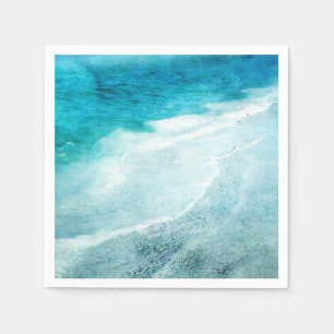 Retro Beach - Coastal Aquamarin Blue Ocean Wasserf Serviette