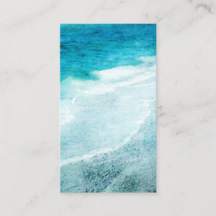 Retro Beach - Coastal Aquamarin Blue Ocean Wasserf Visitenkarte