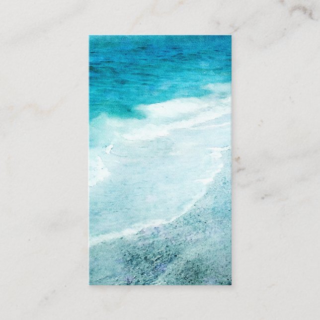 Retro Beach - Coastal Aquamarin Blue Ocean Wasserf Visitenkarte (Vorderseite)
