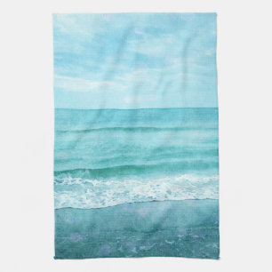 Retro Beach - Coastal Ocean Aquamarin Blue Waterco Geschirrtuch