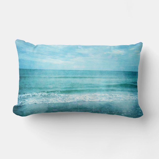 Retro Beach - Coastal Ocean Aquamarin Blue Waterco Lendenkissen (Vorderseite)