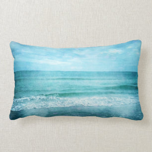 Retro Beach - Coastal Ocean Aquamarin Blue Waterco Lendenkissen