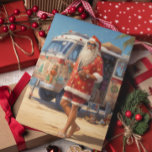 Retro Beach Cool Santa  Feiertagskarte<br><div class="desc">This design may be personalized in the area provided by changing the photo and/or text. Or it can be customized by clicking Personalize this Template and then choosing the click to customize further option and delete or change the color of the background, add text, change the text color or style,...</div>