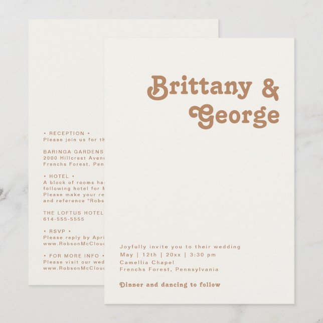 Retro Beach | Elfenbein auf einer Hochzeit Einladung (Vorne/Hinten)