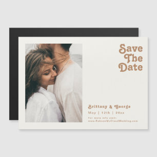 Retro Beach   Elfenbein Save the Date horizontal Magneteinladung
