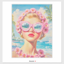 Retro Beach Girl mit Blumenbrille