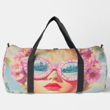 Retro Beach Girl mit Blumenbrille