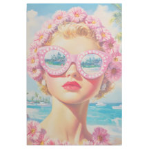 Retro Beach Girl mit Blumenbrille