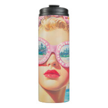 Retro Beach Girl mit Blumenbrille