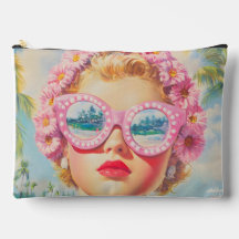 Retro Beach Girl mit Blumenbrille