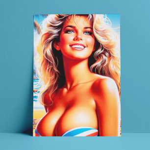 Retro Beach Girl Postkarte