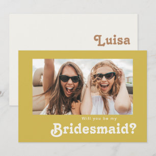 Retro Beach   Gold Foto Bridesmaid Vorschlag Card Einladung