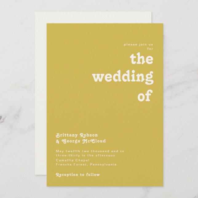 Retro Beach | Gold - Hochzeit der Einladung (Vorne/Hinten)