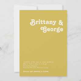 Retro Beach | Gold in einer Hochzeitseinladung Einladung