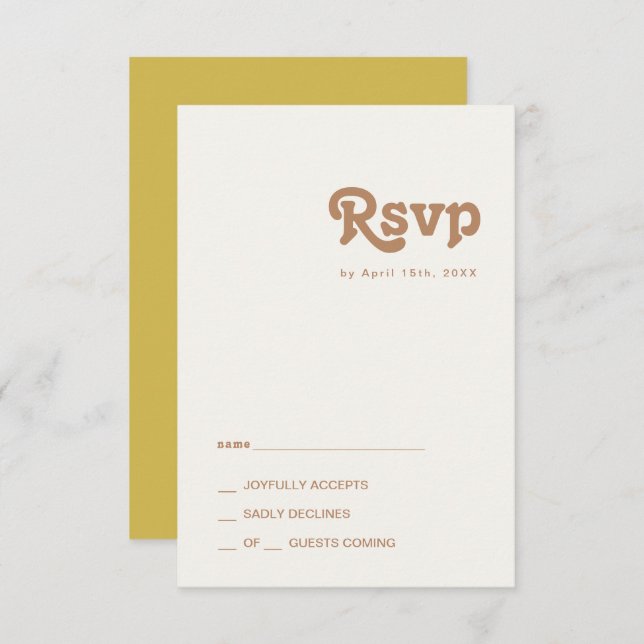 Retro Beach | Gold RSVP Card (Vorne/Hinten)