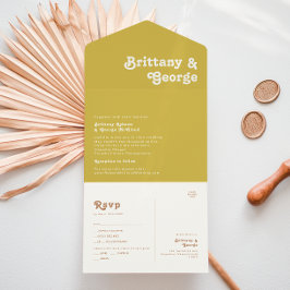 Retro Beach | Gold Siegel und Senden Sie alles in All In One Einladung