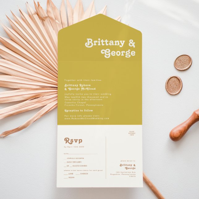 Retro Beach | Gold Siegel und Senden Sie alles in  All In One Einladung (Von Creator hochgeladen)