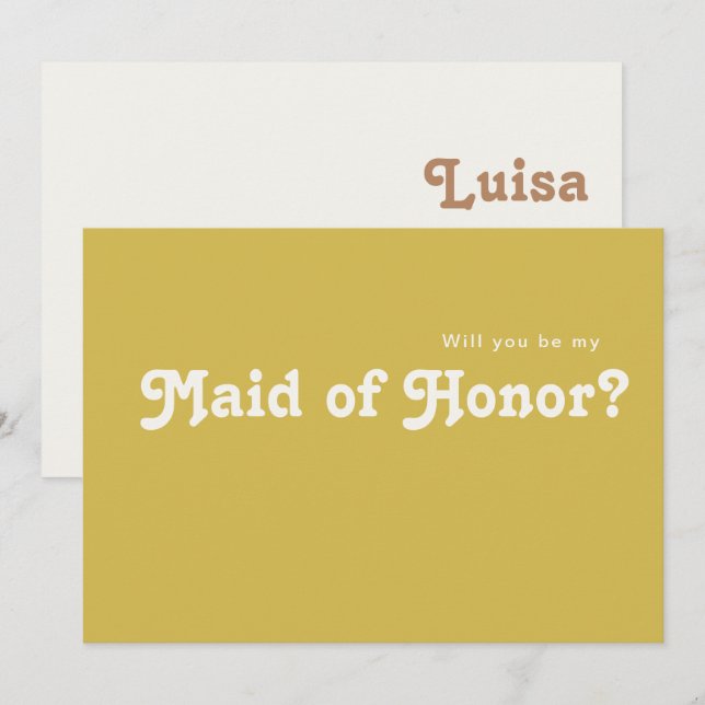 Retro Beach | Gold Trauzeugin Vorschlag Card Einladung (Vorne/Hinten)