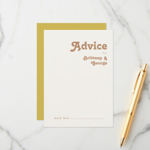 Retro Beach   Gold Wedding Advice Card Hinweiskarte