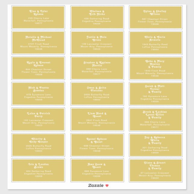 Retro Beach | Gold Wedding Guest Address Sticker (Blatt)