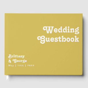 Retro Beach   Gold Wedding Guestbook Gästebuch