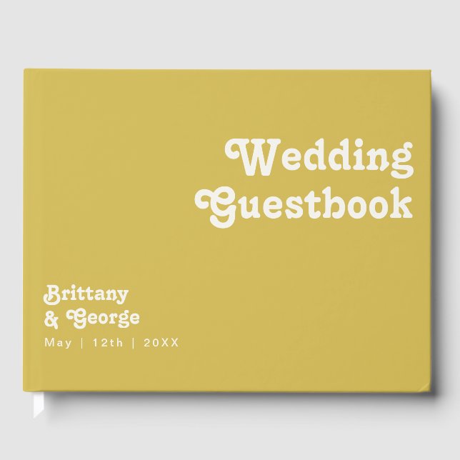 Retro Beach | Gold Wedding Guestbook Gästebuch (Vorderseite)
