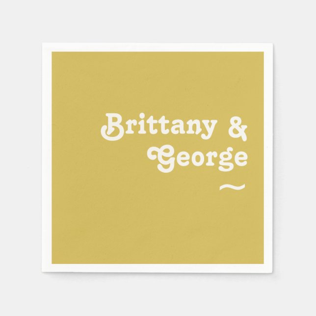 Retro Beach | Gold Wedding Napkins Serviette (Vorderseite)