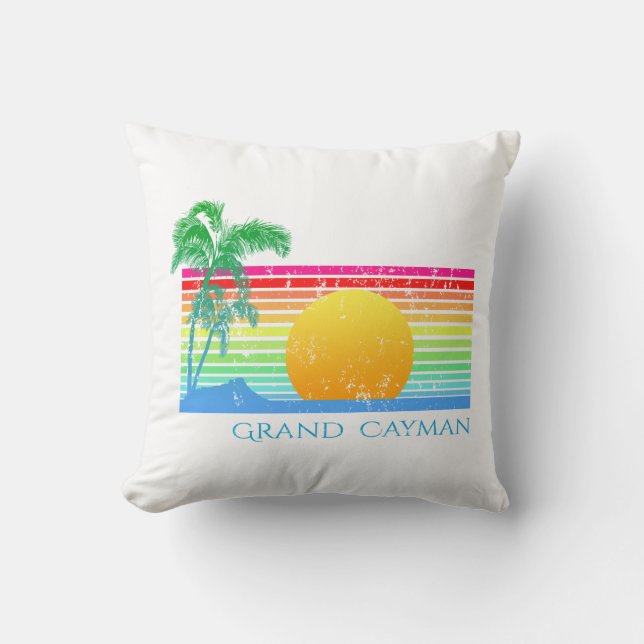 Retro Beach Grand Cayman Kissen (Vorderseite)