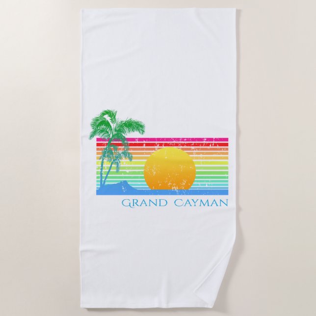 Retro Beach Grand Cayman Strandtuch (Vorderseite)