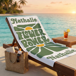 Retro Beach Handtuch mit Namen - Personalisiertes