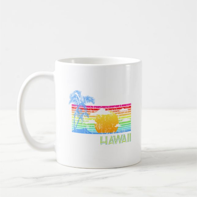 Retro Beach Hawaii Sunset Kaffeetasse (Links)