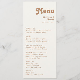 Retro Beach Ivory Wedding Dinner Menu Menükarte