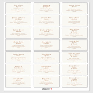 Retro Beach   Ivory Wedding Guest Address Sticker