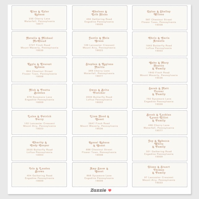 Retro Beach | Ivory Wedding Guest Address Sticker (Blatt)