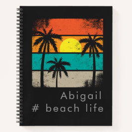 Retro Beach Life, Black Silhouette Notizbuch