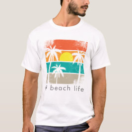 Retro Beach Life, weiße Silhouette T-Shirt