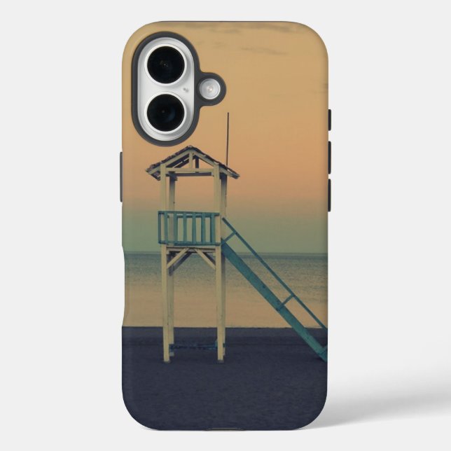 Retro Beach Lifeguard Tower Sunset Case-Mate iPhone Hülle (Rückseite)