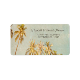 Retro Beach Palms Adressaufkleber